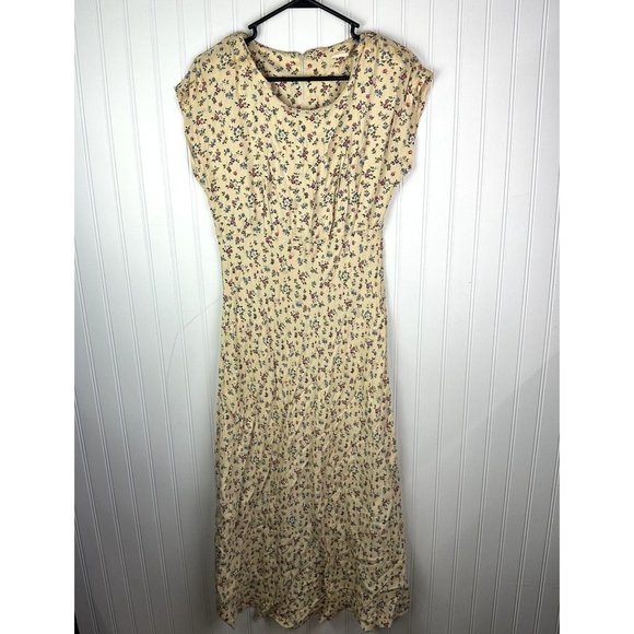 Floral Print Vintage Dress Midi Length - Picture 1 of 7